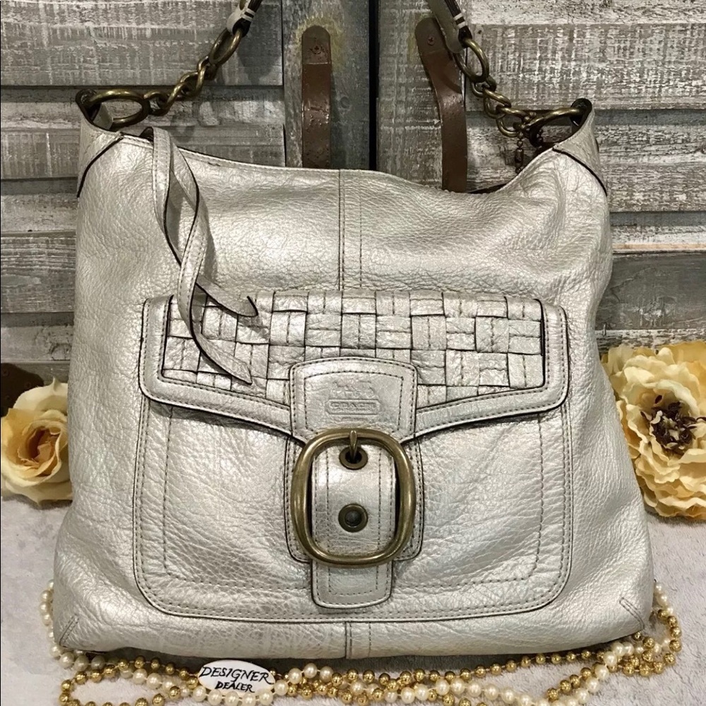 COACH Bleecker Woven Metallic Bag # 12418 VGC!